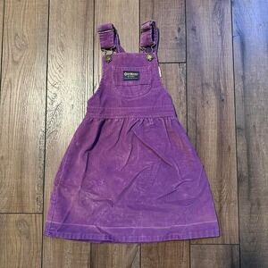 Vintage Osh Kosh B'Gosh Purple‎ Corduroy Overall Dress Skirt Girls Size 5